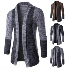 Стильный мужской кардиган с открытой передней частью, повседневный облегающий свитер, пальто, зимняя теплая вязаная одежда, осенняя и зимняя импортная торговля
