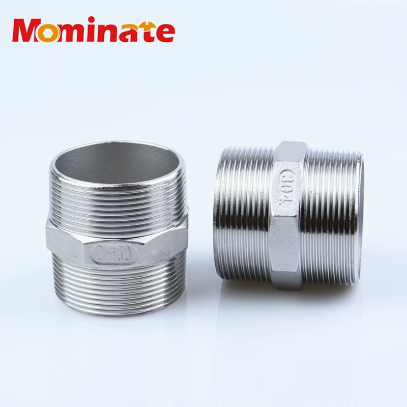 304 Stainless Steel Equal Diameter Double Head Male Thread Pipe Fittings 1/8" 1/4" 3/8" 1/2" 3/4" 1" 1-1/4" 1-1/2" 2&rdquo; BSP Thread