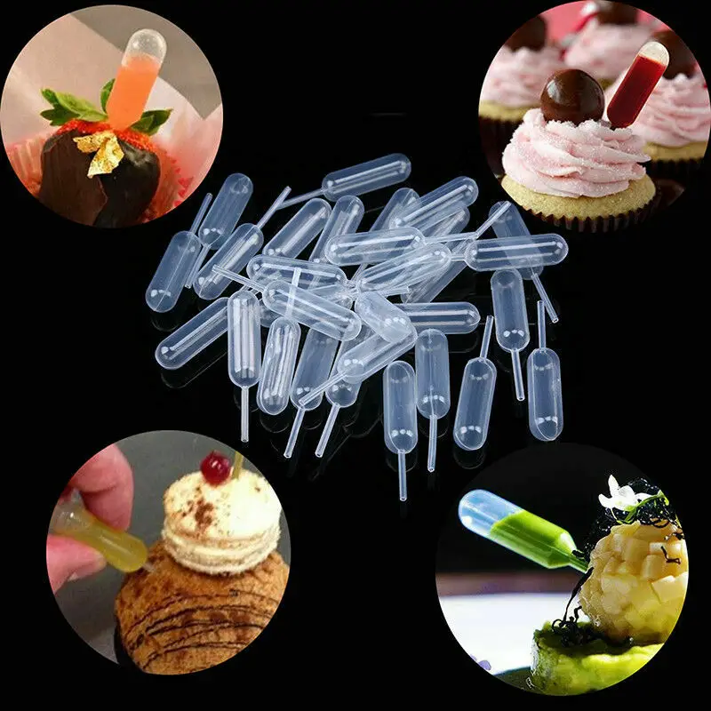 

50PCS Plastic Squeeze 4ml Transfer Pipettes Dropper For Cupcake Ice Cream Decor