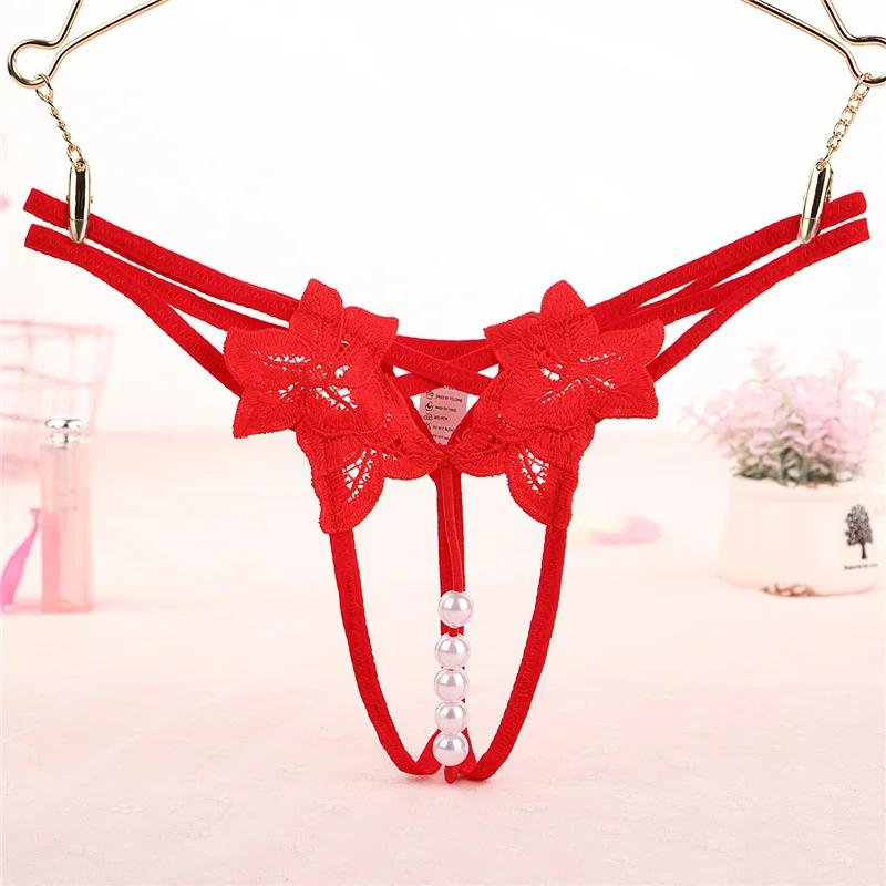 Women Lingerie Thongs G-strings Lace Embroidery Panties Crotchless