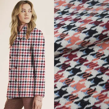 

2019 KPOP colored plaid wool tweed fabric for coat tissu telas tissus au metre au metre tecido stoffen tela tecidos christmas