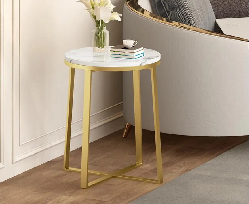 

Nordic marble small coffee table living room sofa side a few round wrought iron table small apartment bedroom bedside table