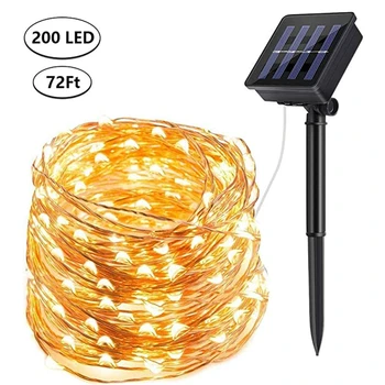 

200 LED 8 Modes Solar String Lights Waterproof Garden Lights 20M/72ft Auto on/Off Copper Wire Lighting Decorated Light