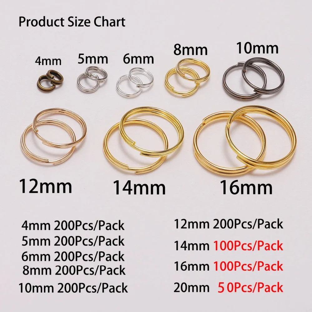 50-200pcs/bag 4 5 6 8 10 12 mm Open Jump Rings Double Loops Split Rings Connectors For Diy Jewelry Making Findings Accessories