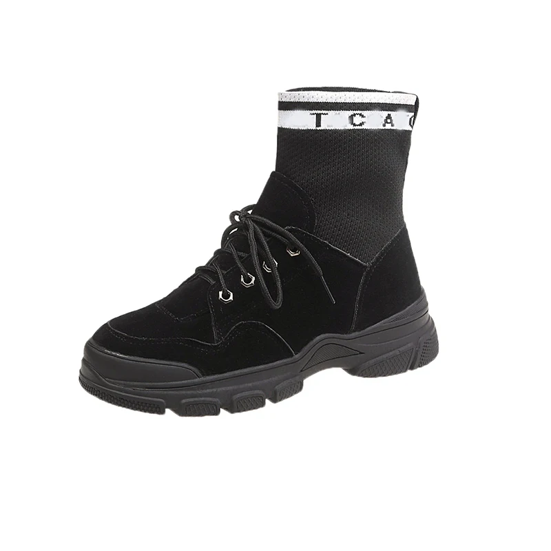 

2019 Winter Lady Inch Style Simple Martin Boots Fashion High Help Casual Tie Thick Platform Comfort Ankle Boots for Women