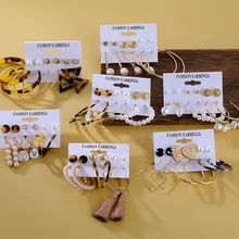 FNIO, модные жемчужные акриловые серьги для женщин, богемные серьги, набор, леопардовые кисточки, висячие серьги, Brincos, геометрические ювелирные изделия