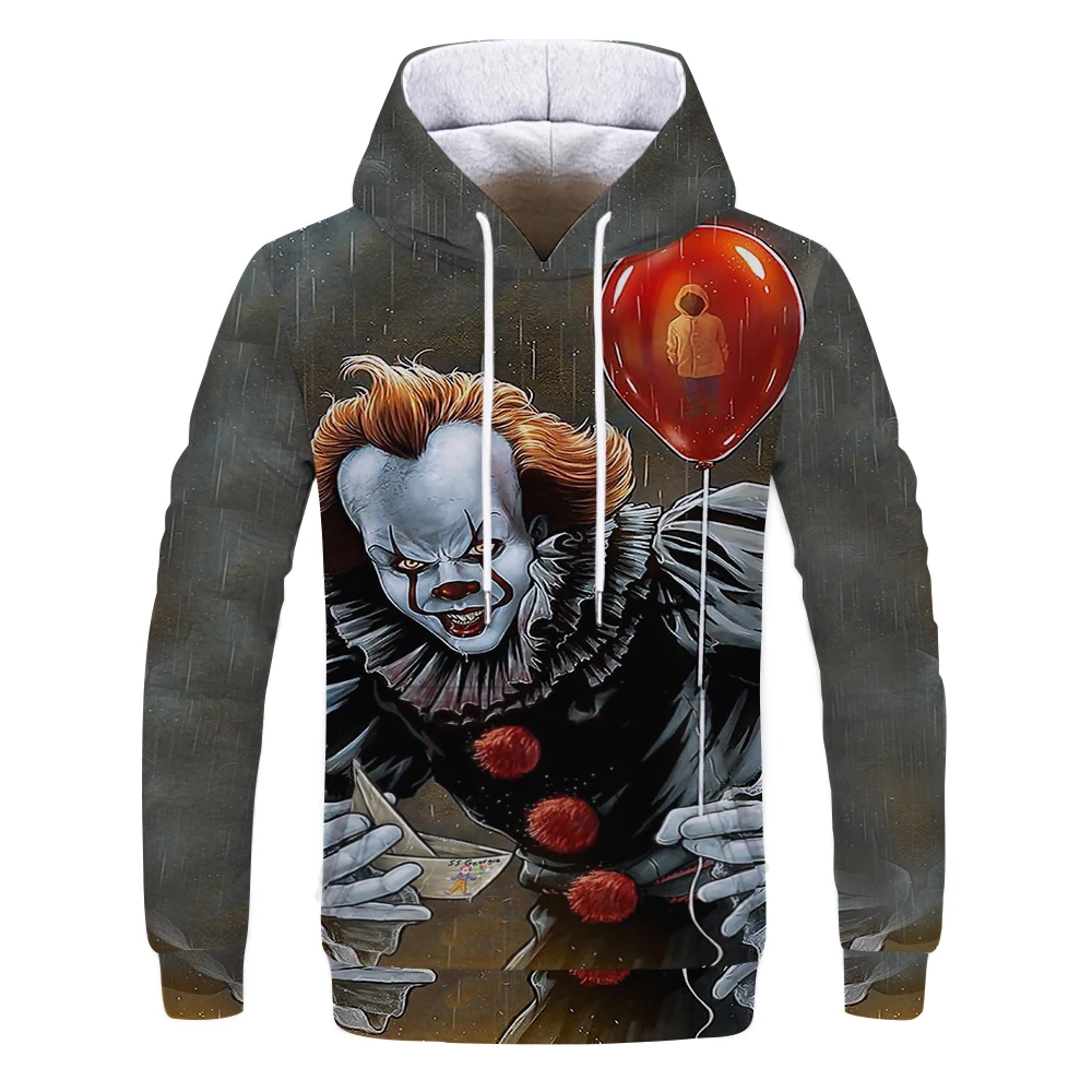

2019 Horror Movie IT Clown 3D Printed Hoodie Sweatshirts Freddy Jason Film Pullover Men Women Casual Hip Hop Oversized Hoodies
