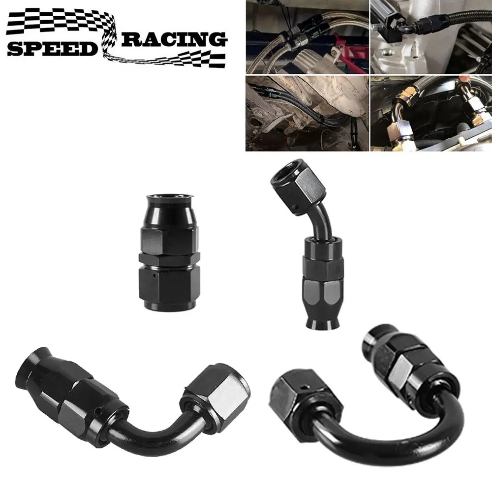 AN4/6/8/10/12 Straight 0&deg;/45&deg;/90&deg;/180&deg; Degree Reusable Hose End Fitting Adapter For Swivel PTFE Oil Fuel Line