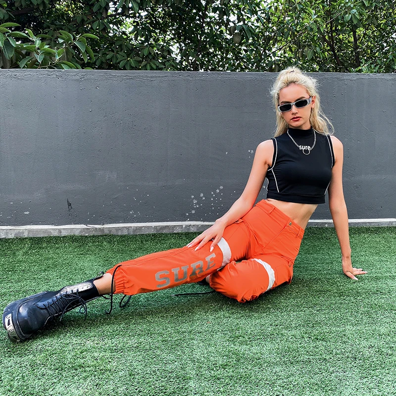 Rockmore Reflective Streetwear Joggers Women Trousers Plus Size Pencil Pants Sweatpants Harajuku High Waist Wide Leg Pants Fall