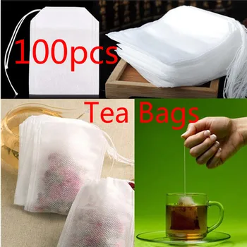 

100 Pcs Tea Bags Empty Scented Tea Bags Non-woven Fabric Strainer Bags Empty Tea Bags For Kitchen Disposable Tea Bags