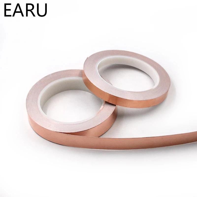 Single Side Conductive Copper Foil Tape Strip Adhesive EMI Shielding Heat Resist Tape 2mm 3mm 4mm 5mm 6mm 8mm 10mm copper foil tape 20 Meters