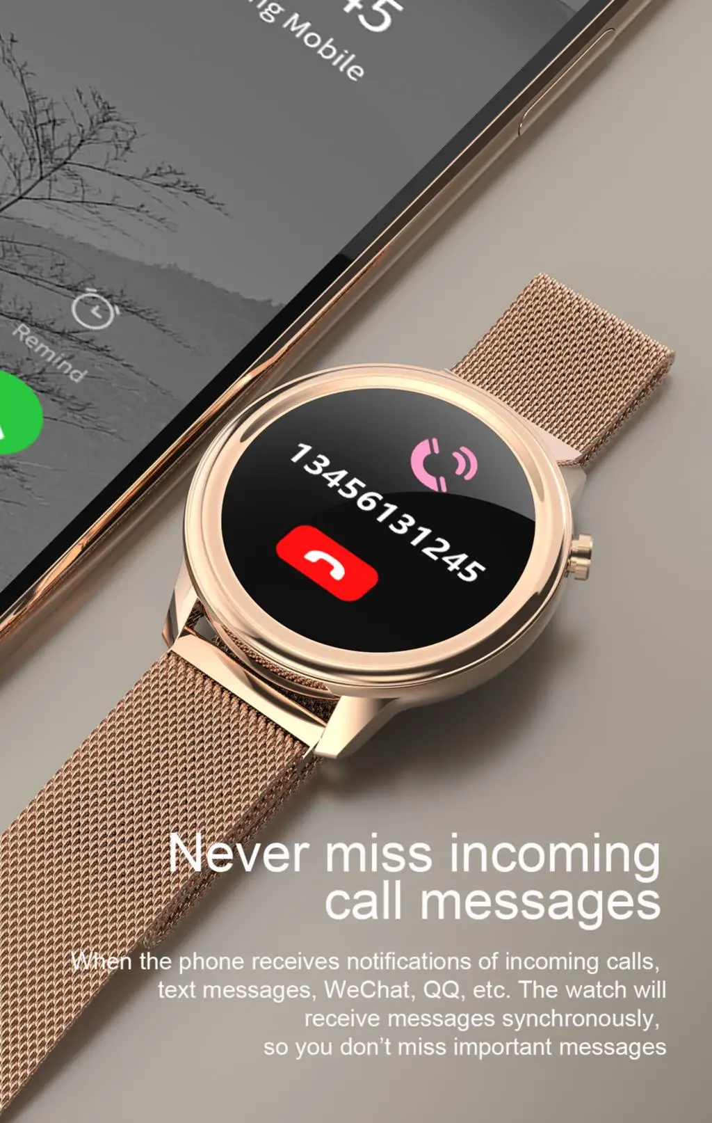 Female health (physiological cycle), Blood pressure monitori,Respiratory rate,Dynamic UI, Body temperature monitoring Smartwatch