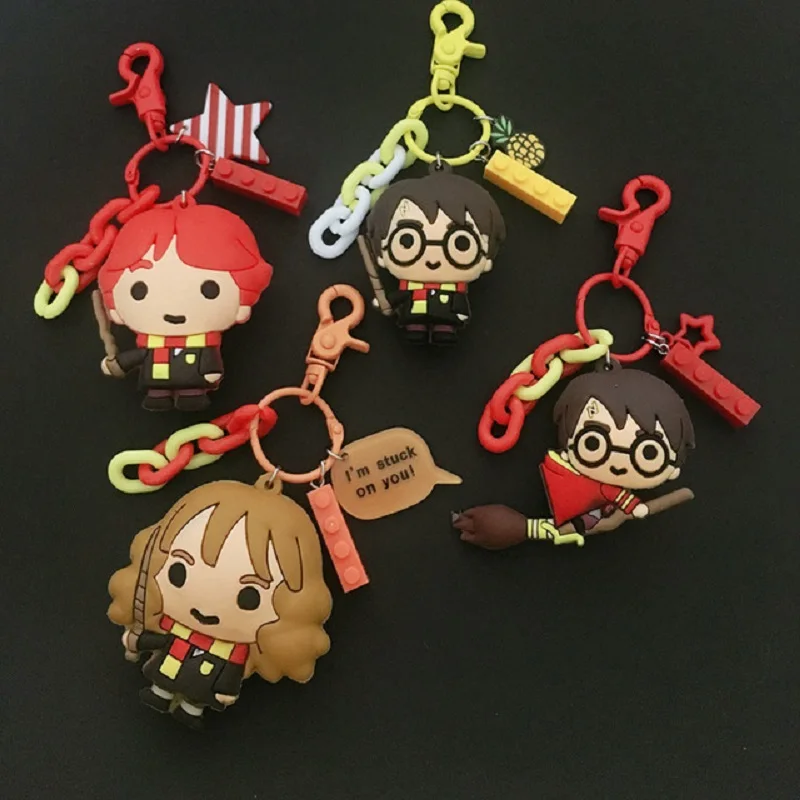 Action Toys Movie Harri Potter Car Key Pendant Hermione Ron 3D PVC Figures Model Keyrings Kids Gifts Keychains Toy | Игрушки и хобби