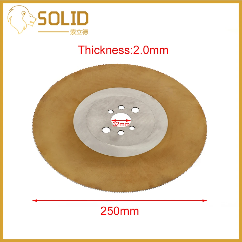 250 мм высокоскоростной стальной диск для циркулярной пилы для резки нержавеющей стали HSS толщиной 1,2/1,6/2 мм