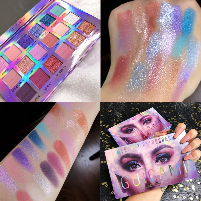 

GUICAMI Mercury Retrograde Eyeshadow Makeup Palette 18 Colors Multi-reflective Shimmer Matte Metallic Eye Shadow Powder Cosmetic