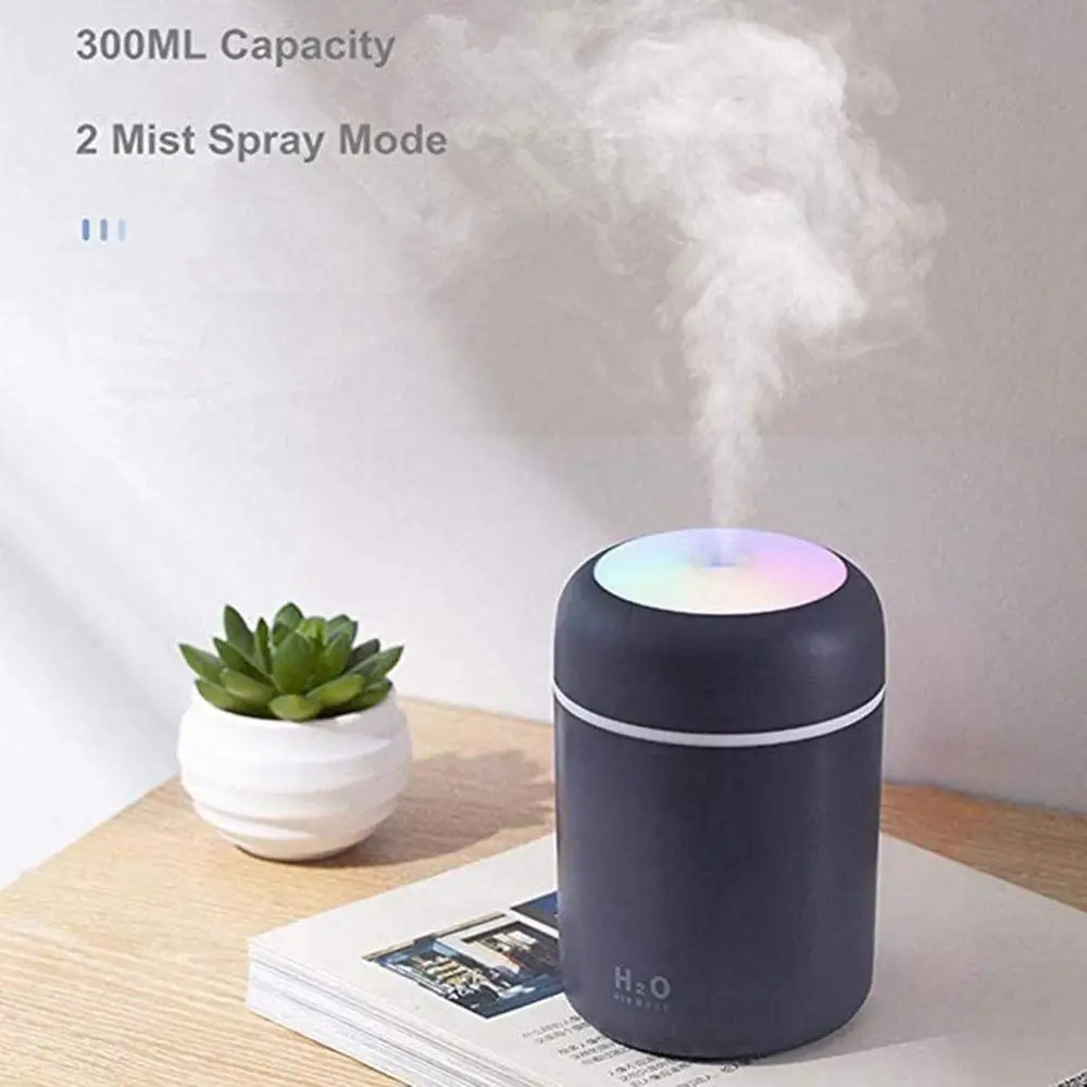 USB Cool Mist Humidifier 300ml Mini Portable with 7 Color LED Night Light Adjustable Mode and Auto Shut-Off | Дом и сад