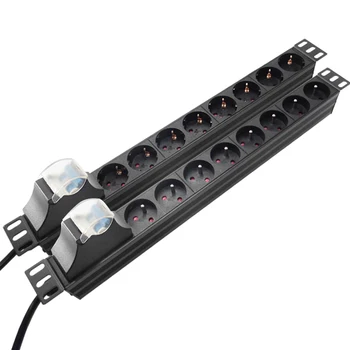 

Industrial Power Distribution Unit Network Cabinet Rack Power Strip with Dual Air Switch 8AC European German/French Socket 4000W