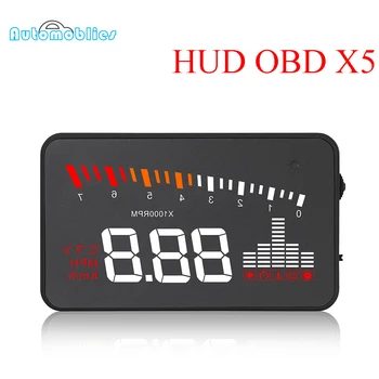 

3.5" HUD X5 hud car universal head up display speedometer obd2 temperature water Projection on the windshield for car hud 2019