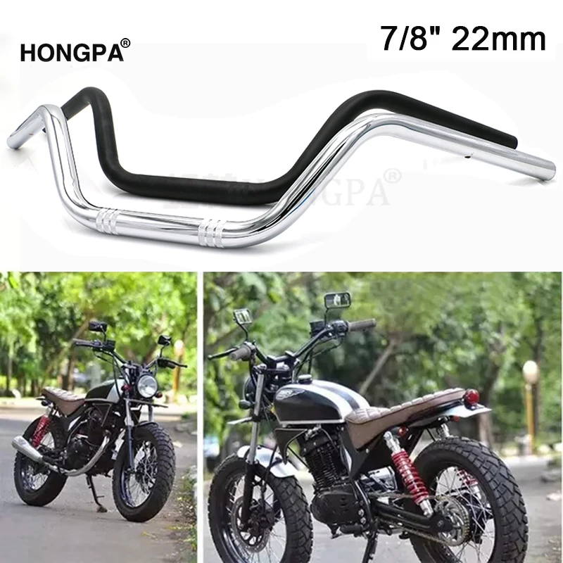 Мотоцикл 22 мм* 700 мм черный хром Ретро Ручка Руль Бар Руль для Harley Honda Yamaha Sportster Кафе Racer