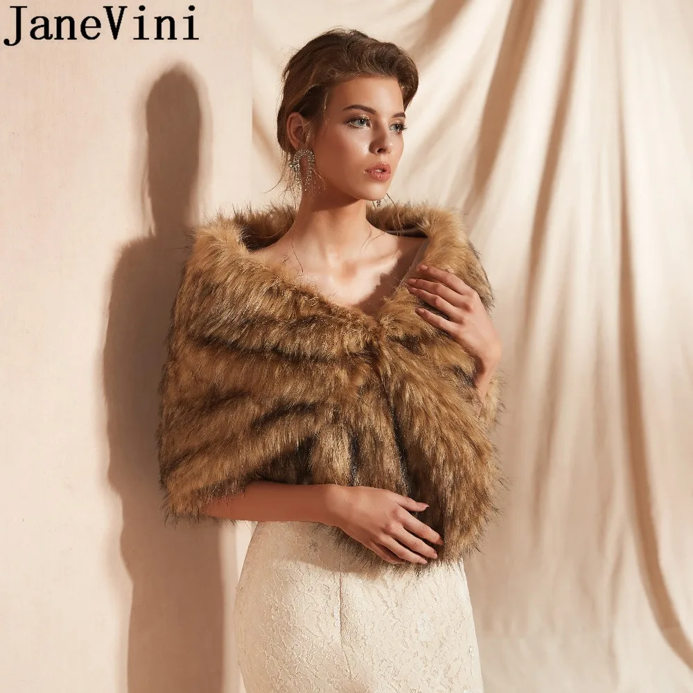 JaneVini Blouson Femme женский вечерний жакет из искусственного меха Свадебное платье накидка для невесты шаль, болеро Hochzeit вечерние зимние куртки