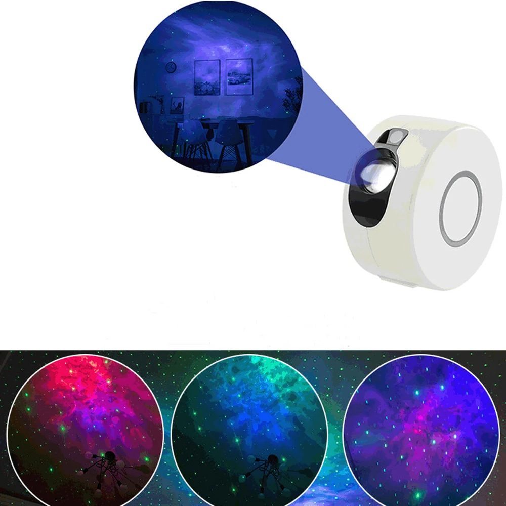 Laser Galaxy Starry Sky Projector Rotating Water Waving Night Light Led Colorful Nebula Cloud Lamp Atmospher Bedroom Beside Lamp 5