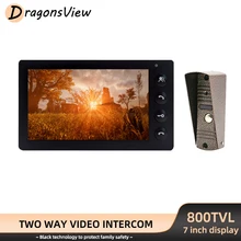 

DragonsView Video Intercom 7 Inch Wired Indoor Monitor 800TVL Visual Doorbell Door Phone for Home Security System