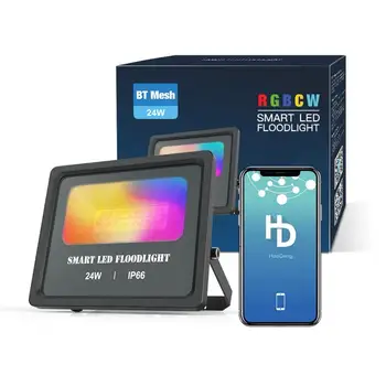 

Smart LED Floodlight Outdoor Light RGB 24W Bluetooth APP Group Control IP66 Garden Waterproof Color Changing Spotlight Hot