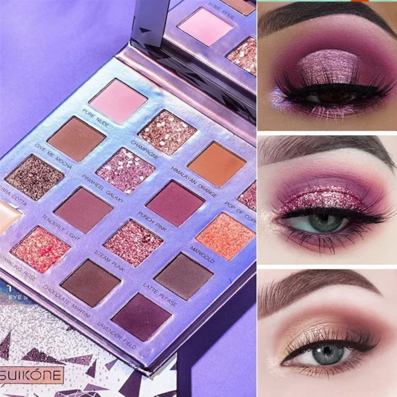 16 Colors Shiny Glitter Powder Eye Shadow Powder Matte Eyeshadow Eyes Beauty Makeup Cosmetic - Цвет: as show