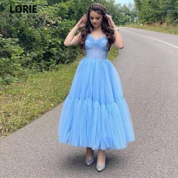 LORIE Sweetheart Tulle Evening Dress 2021 Fashion Spaghetti Straps Robe De Soirée Femme Ruffles Formal Prom Party Gowns Illusion