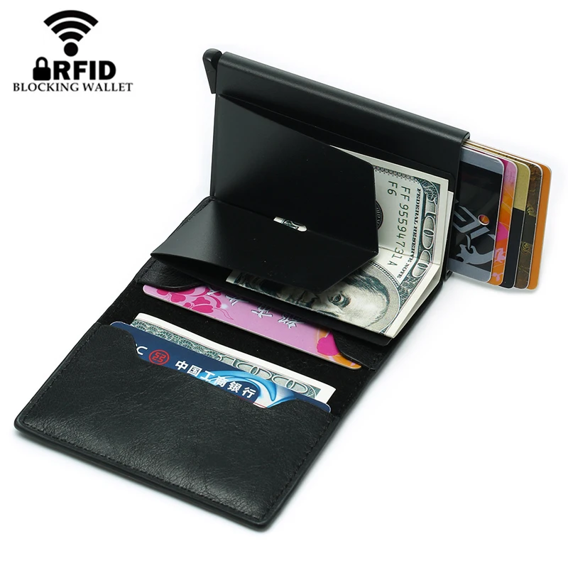 BISI GORO Тонкий RFID кошелек Бизнес-держатель для карт на застежке алюминиевый кошелек для кредитных карт металлический мини умный мужской кошелек Прямая поставка