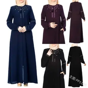 

Elegant Muslim Abaya Embroidery Maxi Dress Vestidos Cardigan Kimono Long Robe Gowns Jubah Middle East Eid Ramadan Dubai Islamic