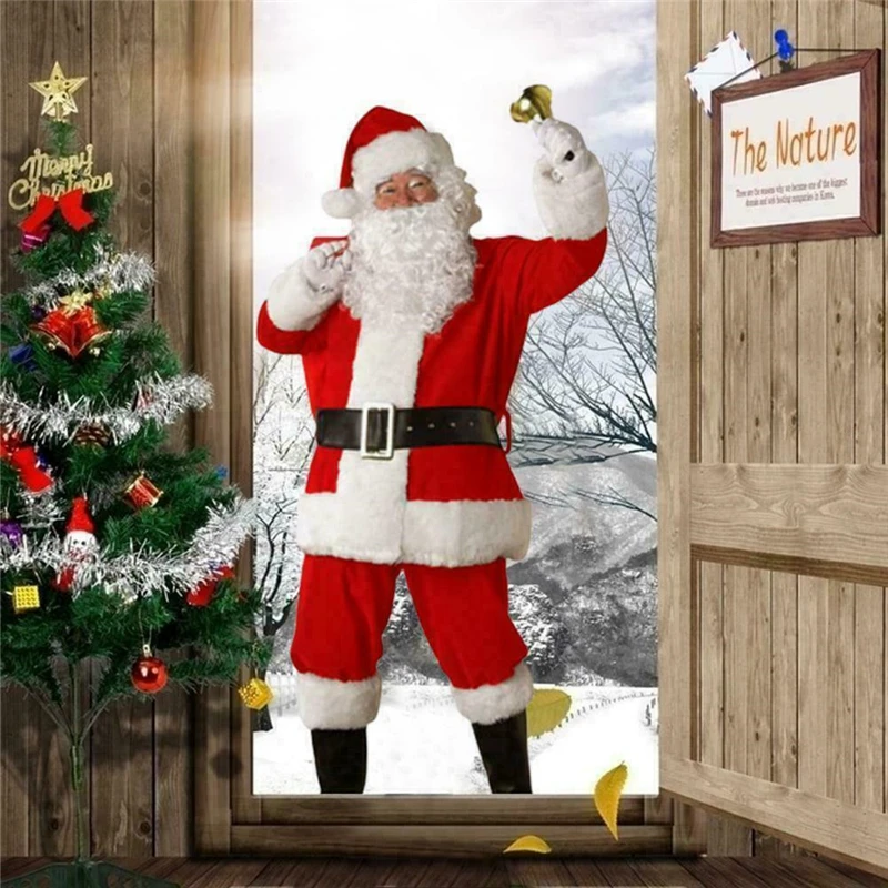 Рождественский костюм Санта-Клауса; маскарадный костюм Санта-Клауса; нарядное рождественское платье для мужчин; 5 шт./лот; костюм для взрослых; Лидер продаж