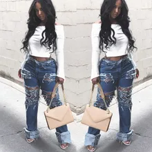 Женские зимние модные узкие джинсы с высокой талией, синие джинсы с высокой талией, одноцветные расклешенные джинсы с карманами размера плюс# G2