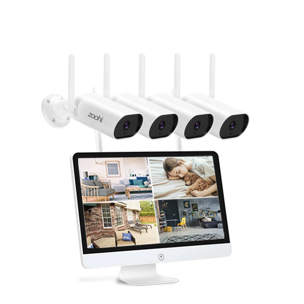 hidden outdoor security cameras Zoohi 1920P Surveillance Video System Sound Record Wifi Camera 15-Inch Monitor NVR Kit Wireless Home Outdoor Security Camera Set security camera monitor Surveillance Items