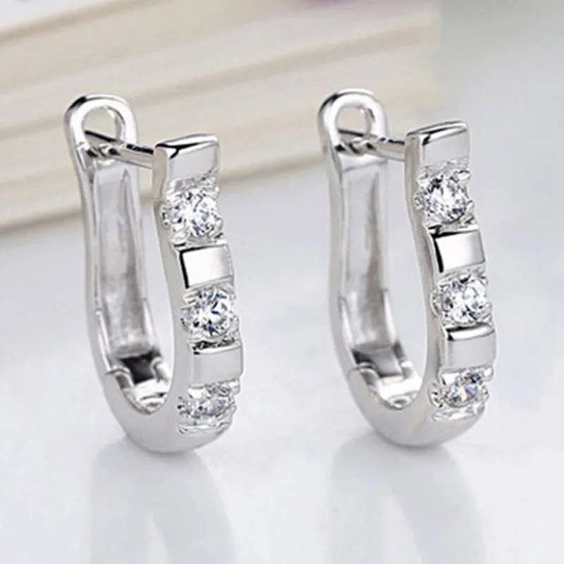 Посеребренные серьги для женщин милые арфы прозрачные CZ серьги гвоздики девушки леди подарок ювелирные украшения