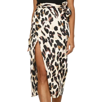 

VICABO Women's skirt Leopard Printed Green Skirts Long Women clothing Split strap Summer skirts 2020 #s