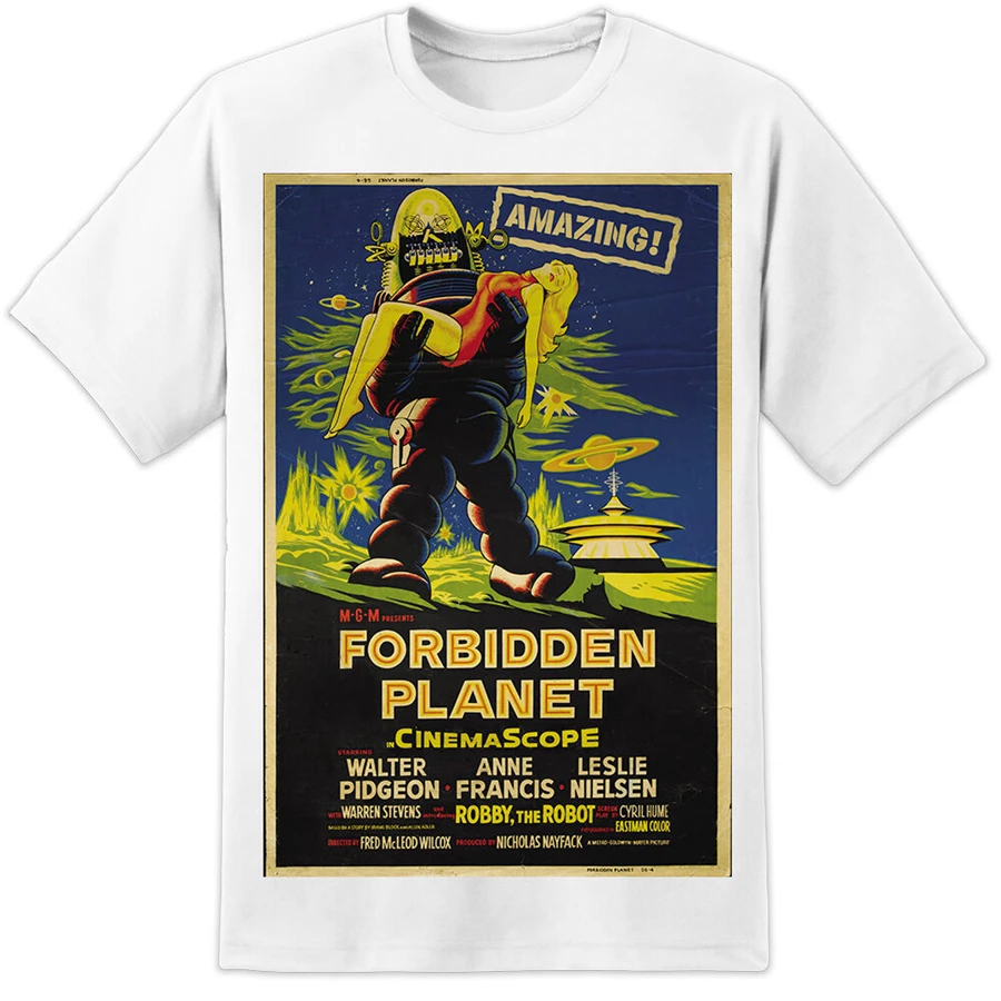 Футболка в стиле ретро с изображением фильма FORBIDDEN PLANET и большим принтом! (S-3XL)