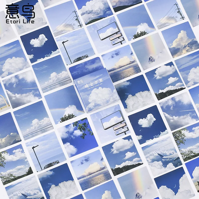 

46 Pcs Kawaii Stickers Set Clear Sky Cloud Scenery Diy Label For Scrapbooking Art Craft Planner Journal Gift Packing