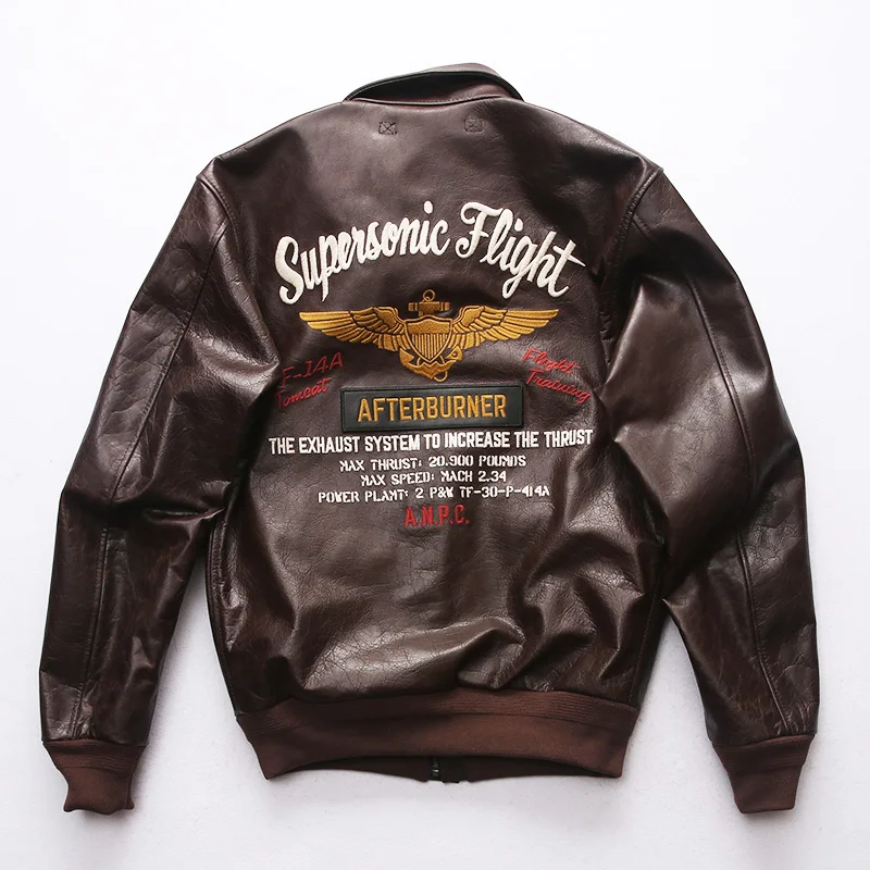Buy A19H1 Read Description! Asian size air force flight A2 pilot cow leather jacket supersonic flight genuine cowhide leather jacket