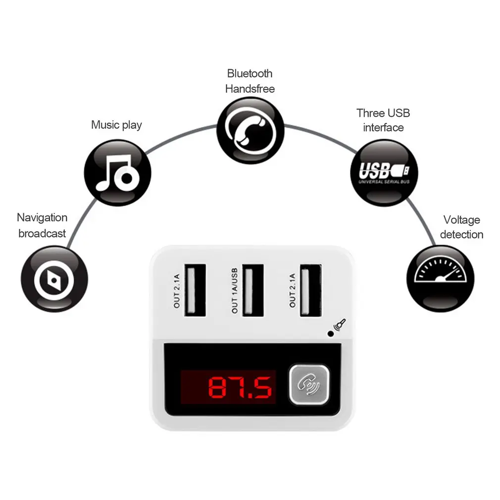 3 порта USB зарядное устройство беспроводной передачи V3.0 Hands-Free MP3 плеер fm-передатчик автомобильный комплект для мобильного телефона