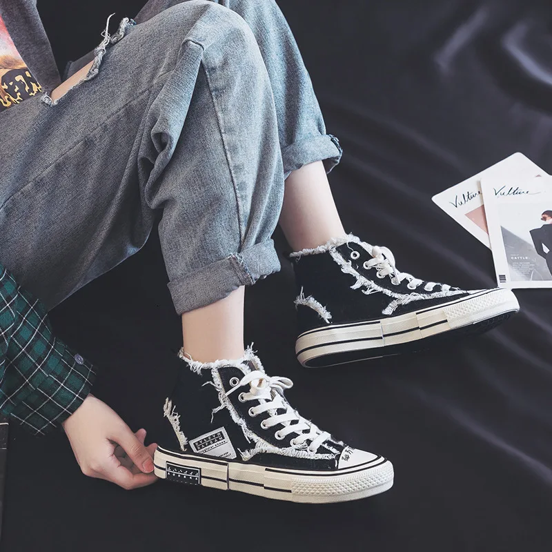 

2019 High Help Canvas Beggar Shoe Cloth Shoe Schoolgirl Trend Casual Shoes Joker Leisure Time Woman