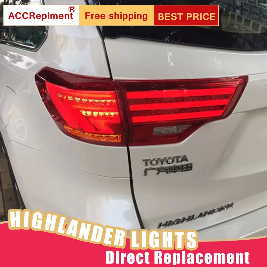 Светодиодный фонарь светильник s в сборе для Toyota Highlander 14-18 светодиодный задний фонарь стоп-сигнал заднего хода светильник беспроводной сзади Резервное копирование лампа DRL для хвостовой части автомобиля светильник s