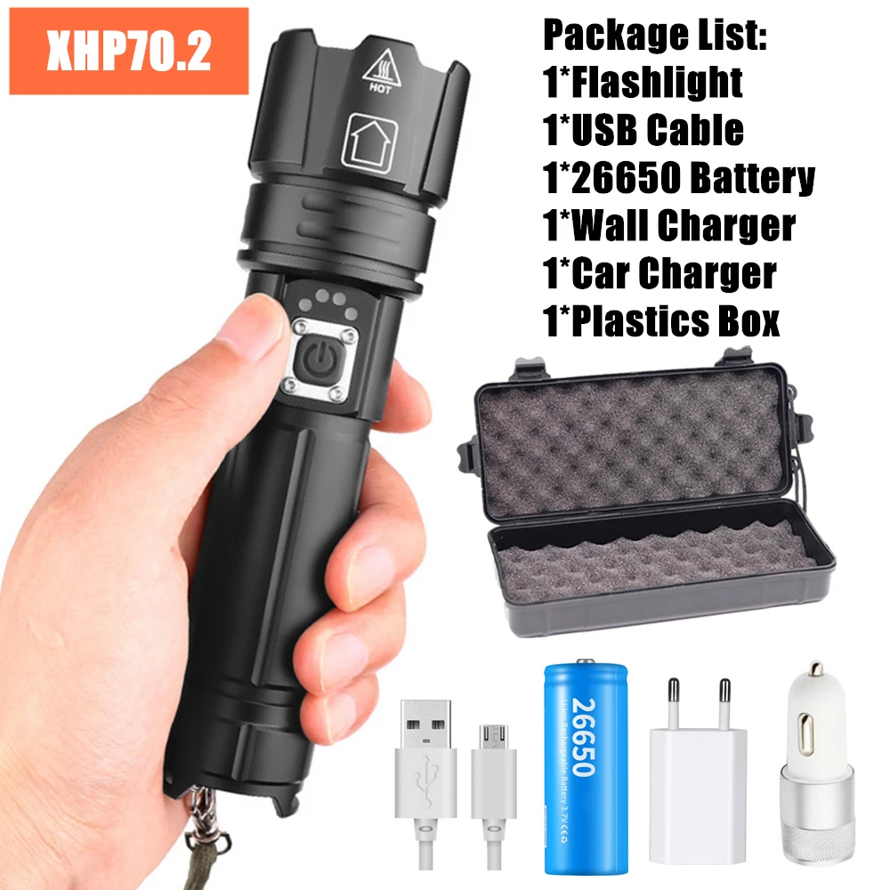 Package D Супер яркий Xlamp XHP90 XHP70.2 светодиодный светильник-вспышка супер мощный тактический фонарь USB Zoom фонарь 18650 26650 перезаряжаемый светильник - Испускаемый цвет: Package D