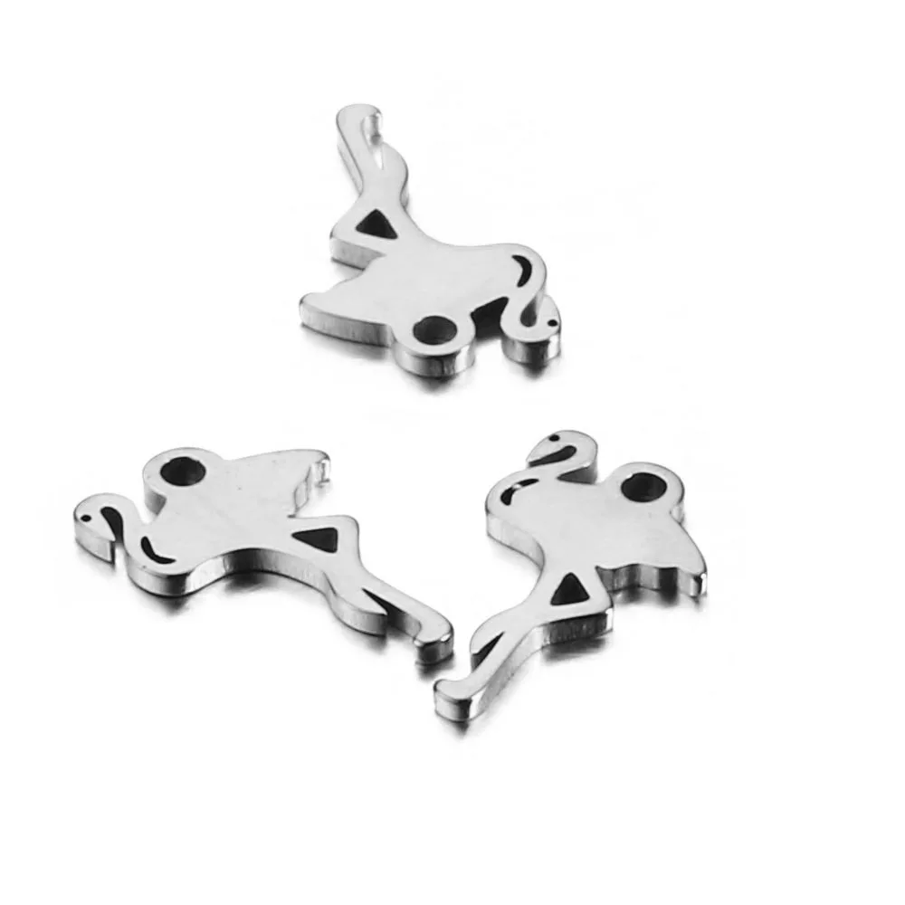 silver 10 шт./лот Лебедь из нержавеющей стали Фламинго амулеты для самостоятельного изготовления ювелирных изделий ожерелье браслет Фламинго амулеты кулон аксессуары - Окраска металла: silver