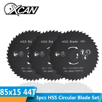 

XCAN 3pcs 85x15mm 44T High Speed Steel Circular Saw Blade Nitrided HSS Mini Wood Metal Cutting Disc