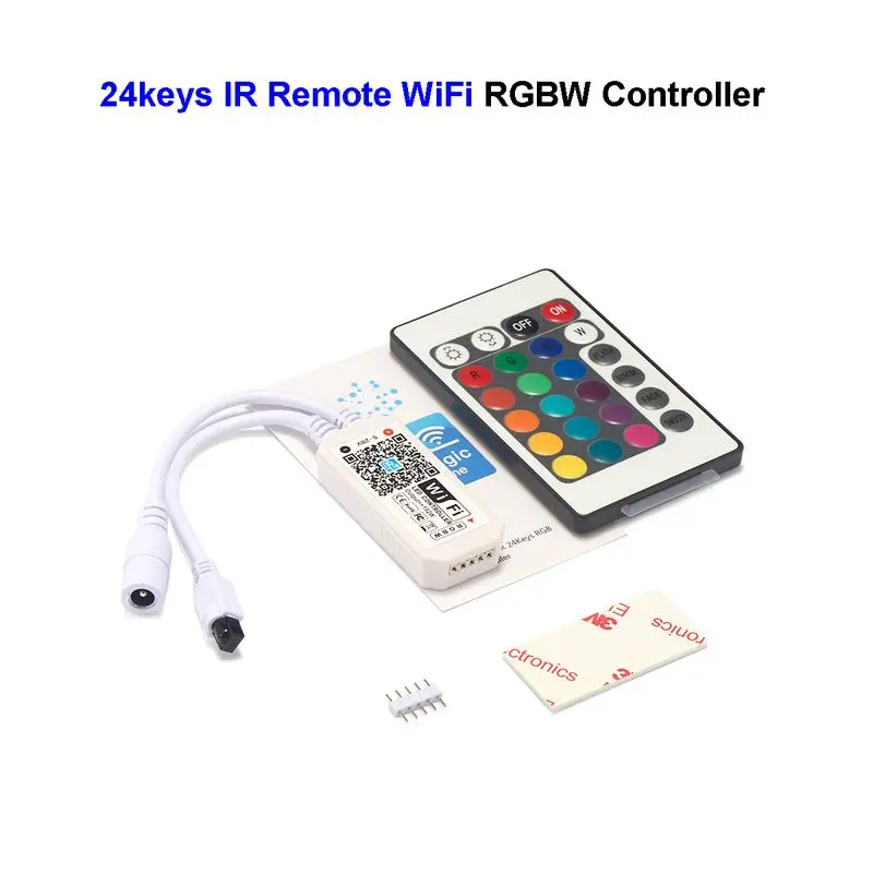 Светодиодный wifi RGB RGBW контроллер DC 5 в 12 В 24 в музыкальный контроллер от Amazon Alexa домашний телефон wifi светодиодный контроллер для светодиодной ленты 5050 - Цвет: 24keys IR WiFi RGBW
