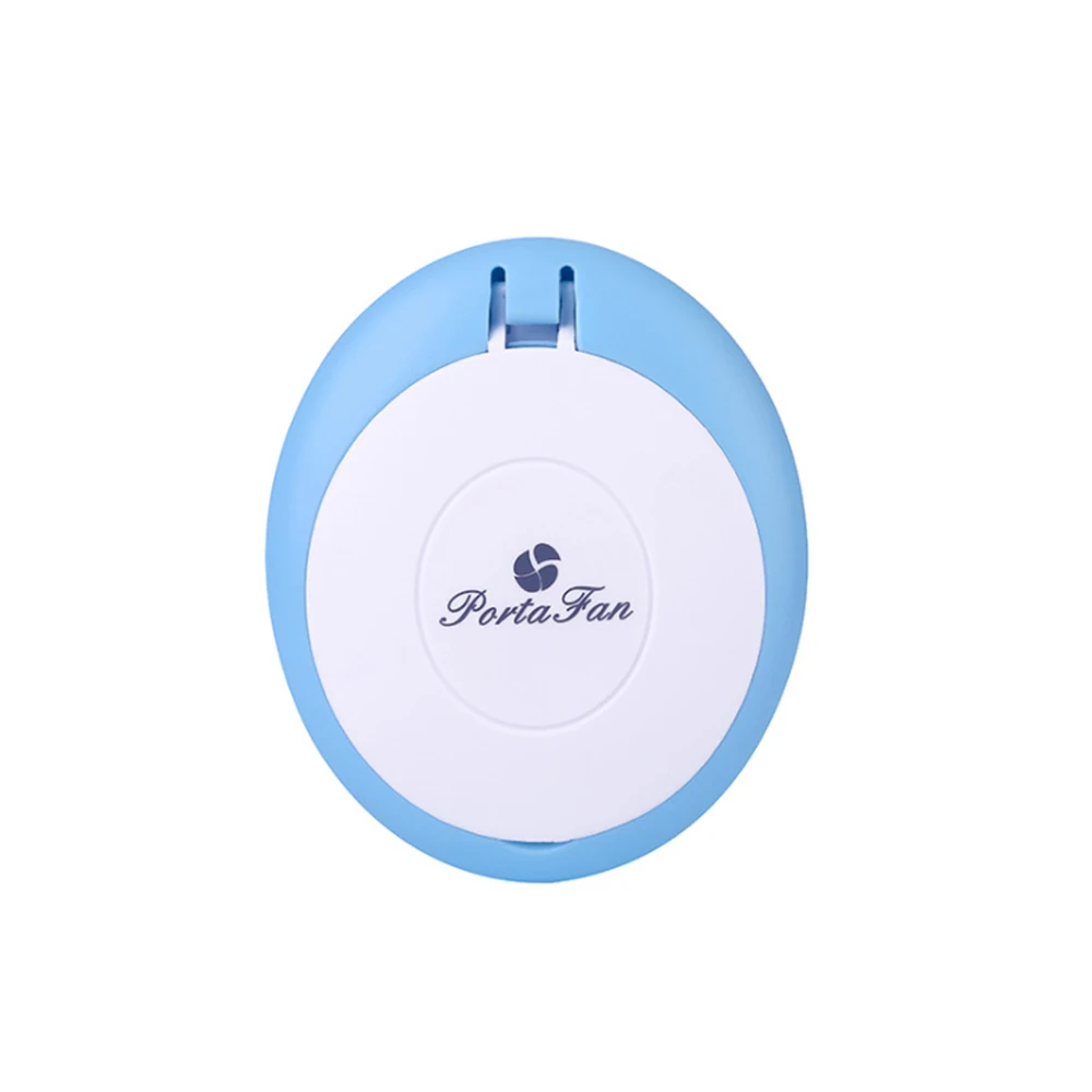 blue Портативный ручной вентилятор USB с зеркалом, мини-модный портативный usb-вентилятор, пластиковый круглый перезаряжаемый многофункциональный вентилятор - Цвет: blue