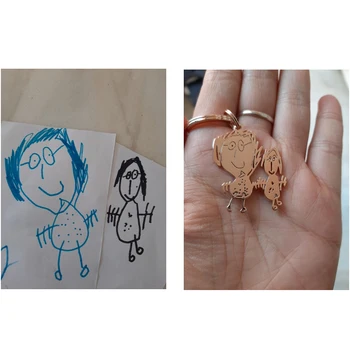 

Custom Necklace With Picture Photo LOGO Pendant Necklace Personalized Customized Children's Drawing Necklace Handmade Artwork