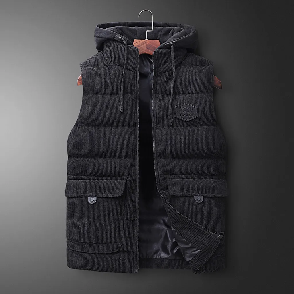 Новое поступление, брендовая мужская куртка без рукавов, зимний пуховый жилет, мужской тонкий жилет, мужской ветрозащитный Теплый жилет 9,20 - Цвет: BK