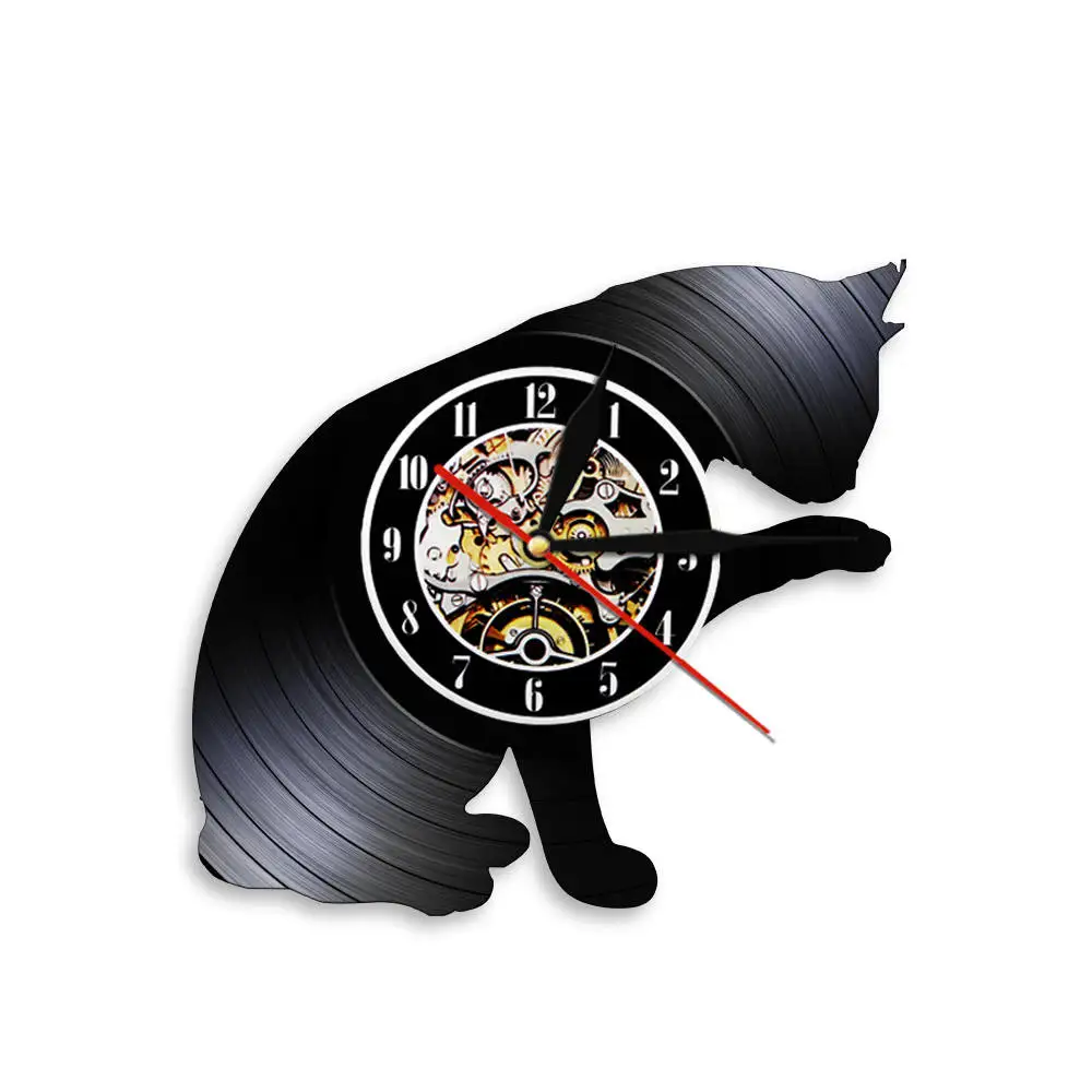 

Cats Handmade Vinyl Record Wall Clock Vintage Home Decor Creative Wall Hanging Art Retro Clock Creative Timepiece Pet Lover Gift